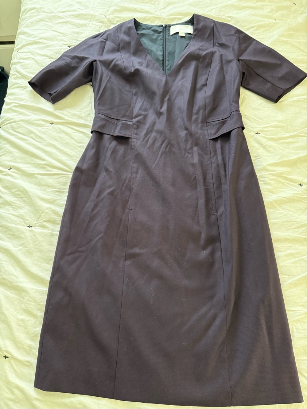 Boss V-Neck Midi Dress in Deep Plum